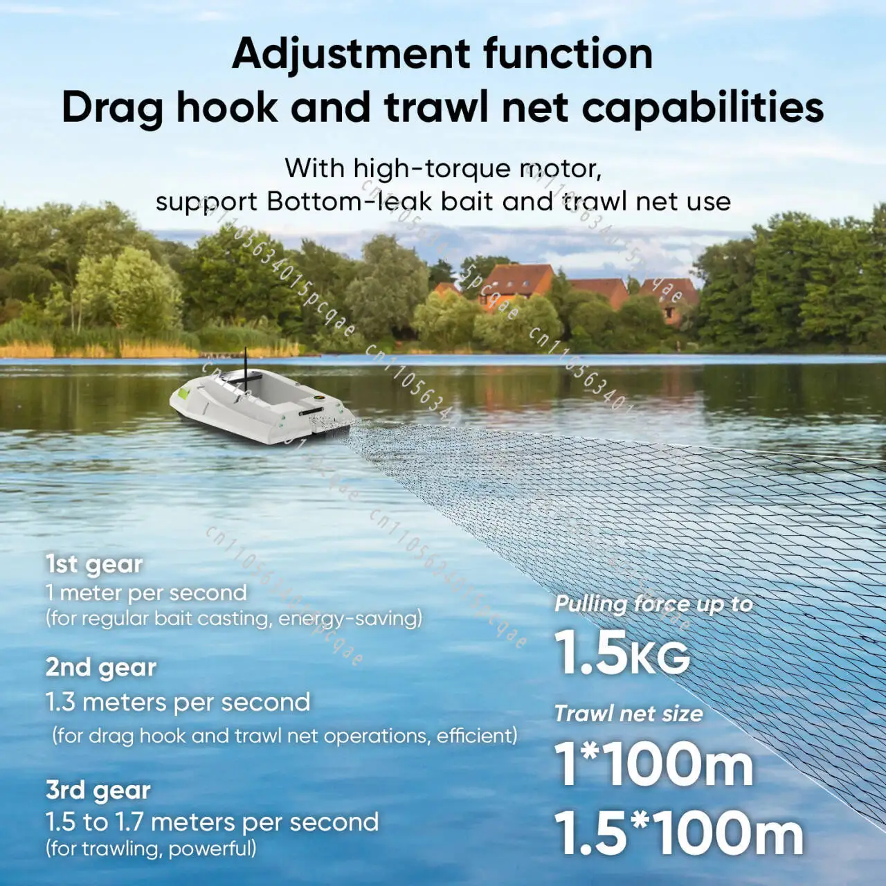 Auto-return, 3-speed Gear, 2x15600mAh, 100 G P S Points for 12V RC Carp Fishing Bait Boat