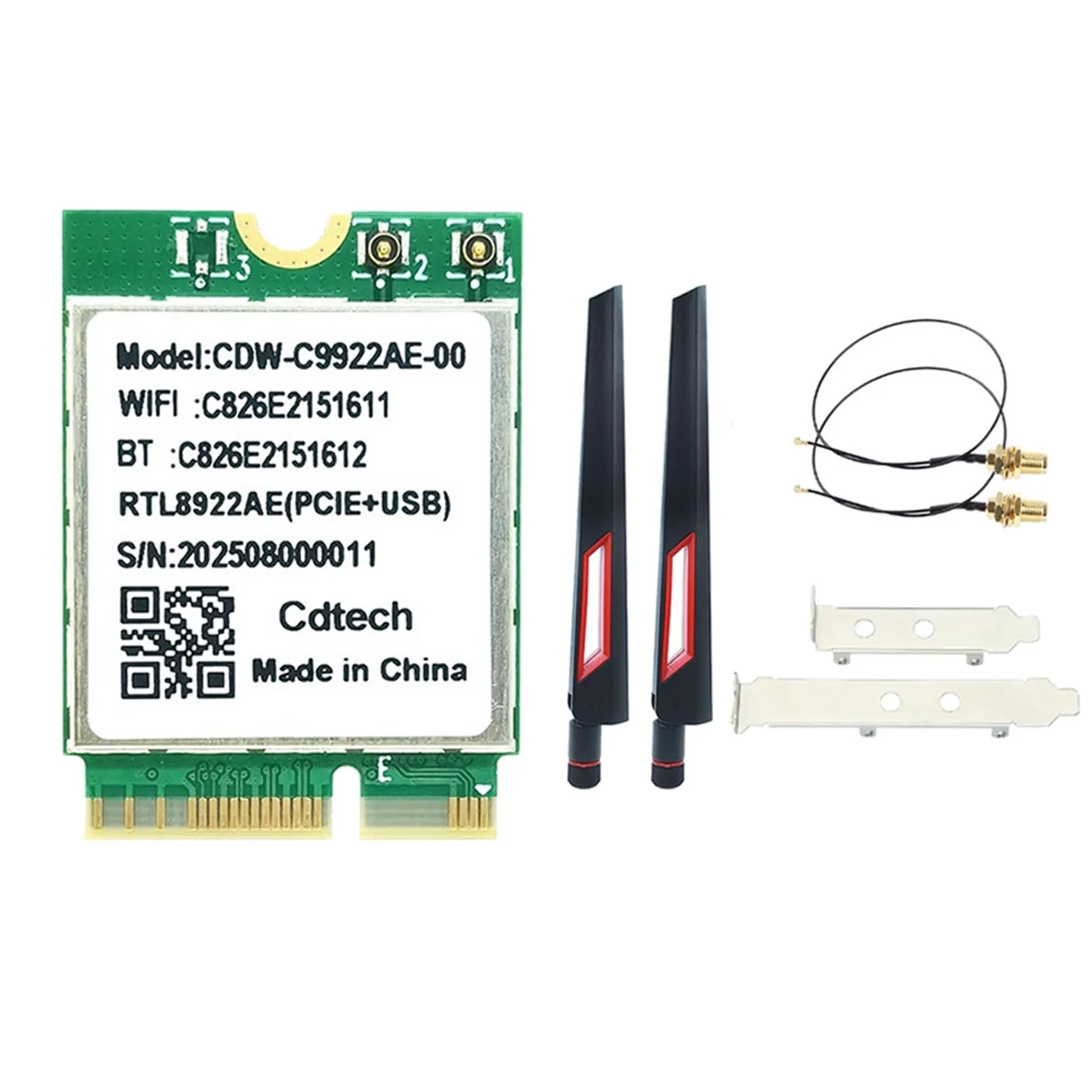 بطاقة RTL8922AE WiFi7 6338Mbps ثلاثي الموجات 2.4G/5G/6G محول WiFi لاسلكي Bluetooth5.4 M.2 لهوائي Win10/Win11+10DB