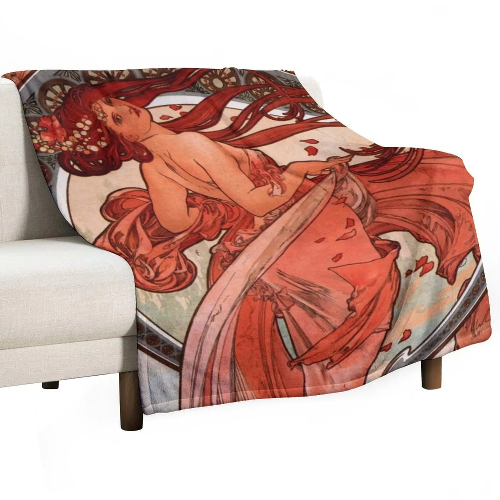 

Dance by Alphonse Mucha Throw Blanket Plaid on the sofa Blankets For Sofas Blankets Sofas Of Decoration Blankets