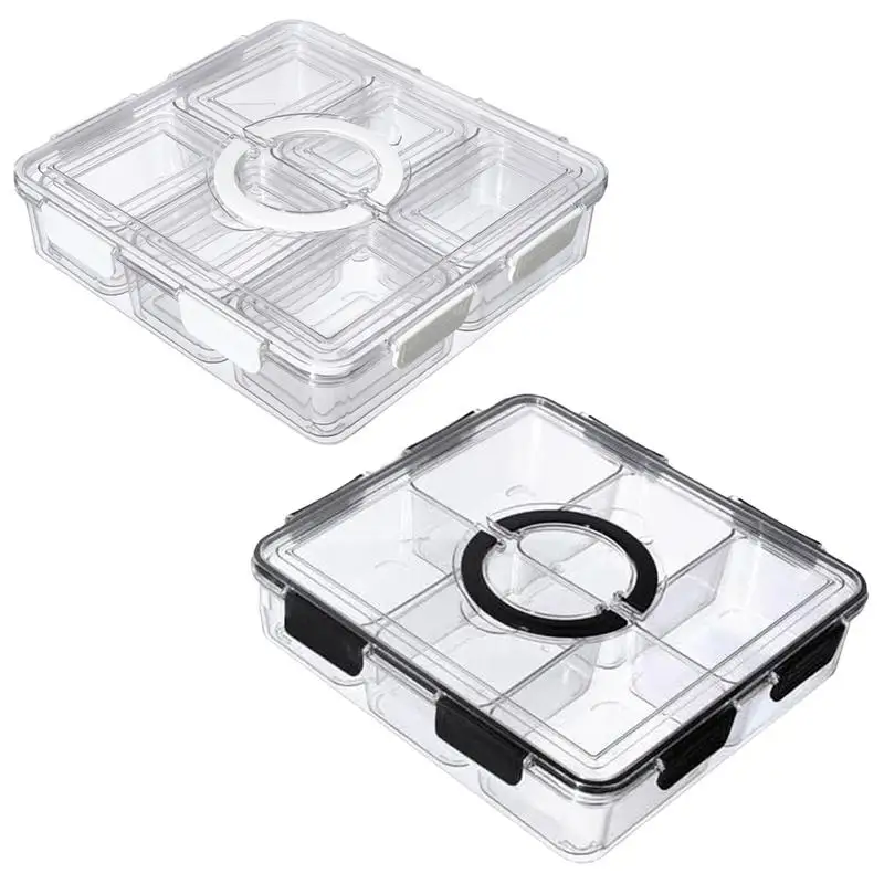 

Fridge Organizer With Lids Refrigerator Food Container Fresh-Keeping Box Transparent 6-Grid Kitchen Containers For Vegetables