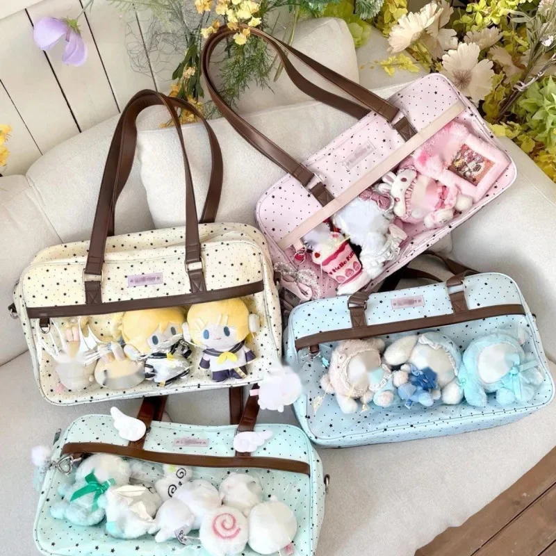 

Bow Radium Lace Itabag Y2K Cut Transparent Bar Shoulder Messenger Bag Anime Large Capacity Female Large Capacity Baby Itabag New