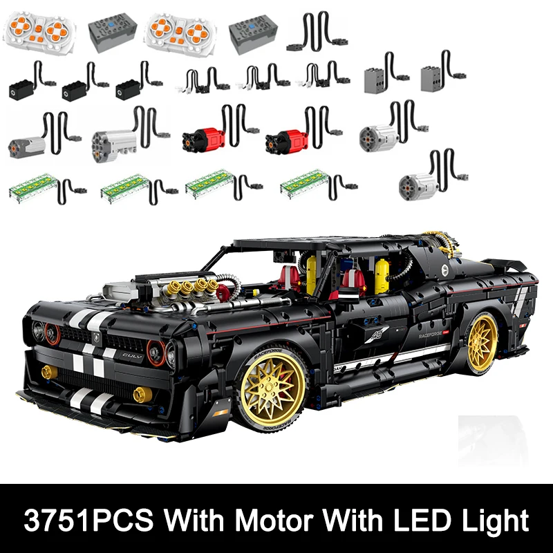 GULY MOC Tech Creative 1:8 Scale Building Block Model Car, Upgradeable Remote Control Supercar, 3751Pcs City Boy's Birthday Gift