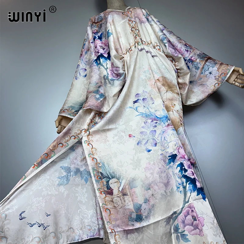 WINYI new Bohemian Summer Beach Dress High Quality Double Sided Elegant maxi dress Women Evening party kaftan abaya dubai luxury