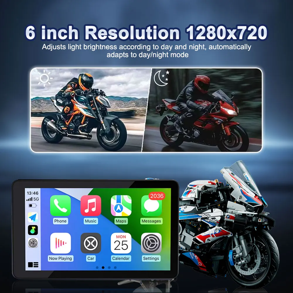 6 بوصة IPS شاشة موتو GPS الملاحة عرض Carplay محول لسيارات bmw دراجة نارية S1000xr R1200gs F900r Gs1200 #6