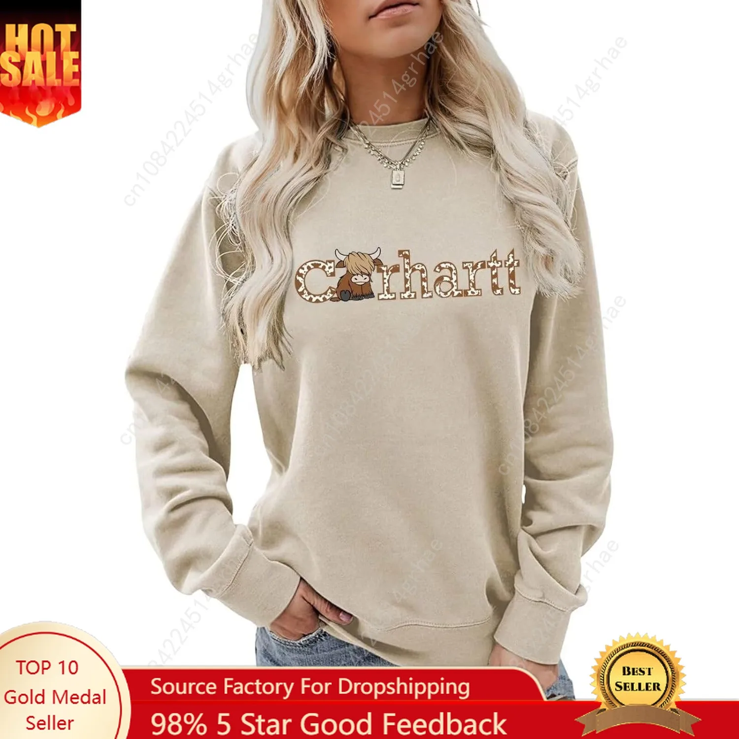 

Highland Cow Sweatshirt,Christmas Sweatshirt Funny Cute Cow Gift, casual tops for women Long-Sleeved Print Loose Women'S