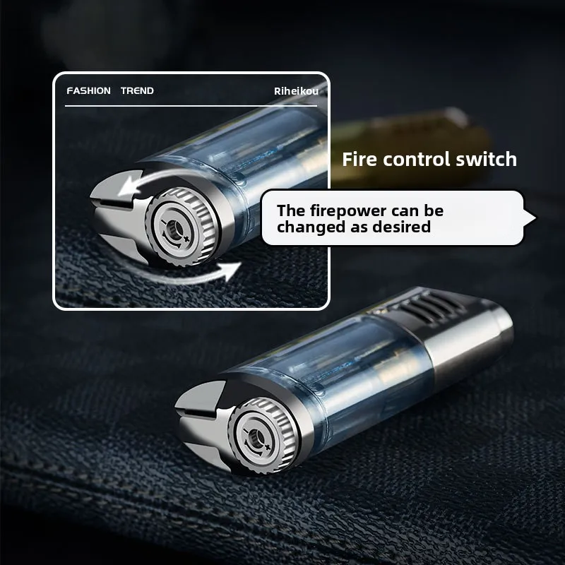 FOCUS Metal Windproof Inflatable Lighter Flash Blue Flame Direct Torch Lighter Cigarette Accessories Men's Small Gifts
