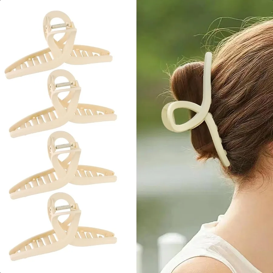 

4 упаковки Xl Jumbo Claw Clips 6 дюймов Очень большие зажимы для густых волос и длинных волос Нескользящие матовые нескользящие зажимы для волос-бабочек Cl