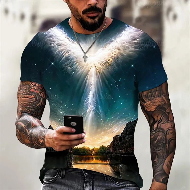 3D Print Lightning T Shirt Men Rosy Clouds Pattern Tees Summer Street Fashion Casual Short-Sleeve Tops Loose Round Neck T-Shirts