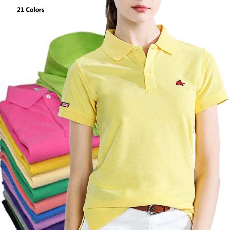 

Fashion Polos Summer Womens Polo Shirts Casual Cotton Short Sleeve Polos Femme Sportswear Shirts Clothing Tees Ladies Slim Tops