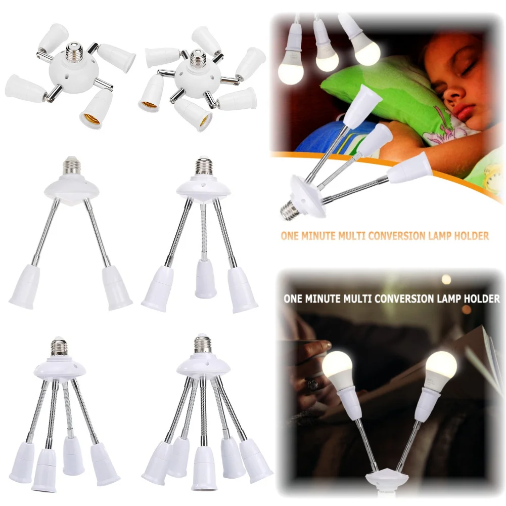 

E27 2/3/4/5 в 1, светодиодные лампочки, адаптер, цоколь, стандартный держатель лампы, конвертер для домашнего коммерческого освещения