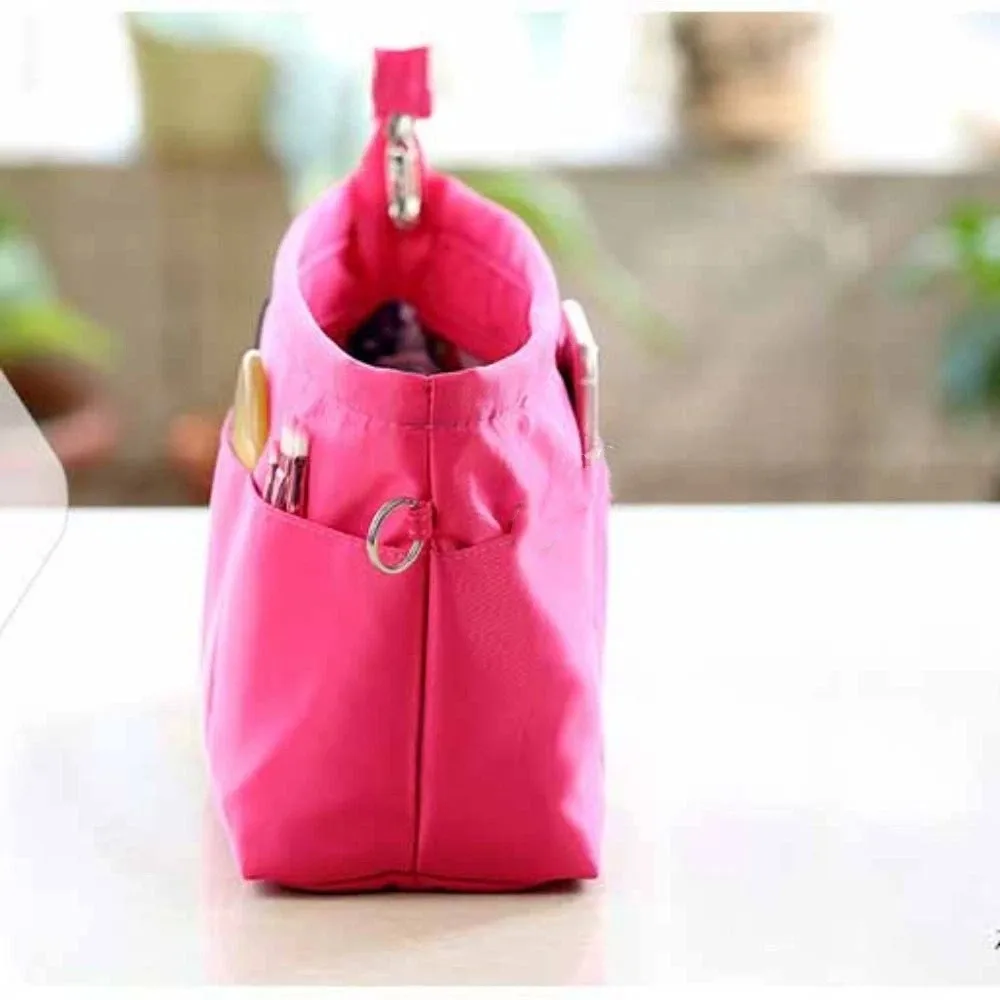 Cosmetic Organizer Insert Bag with Zipper Storage Bags Multi-Pocket Handbag Solid Color Multifunctional Inner Bag