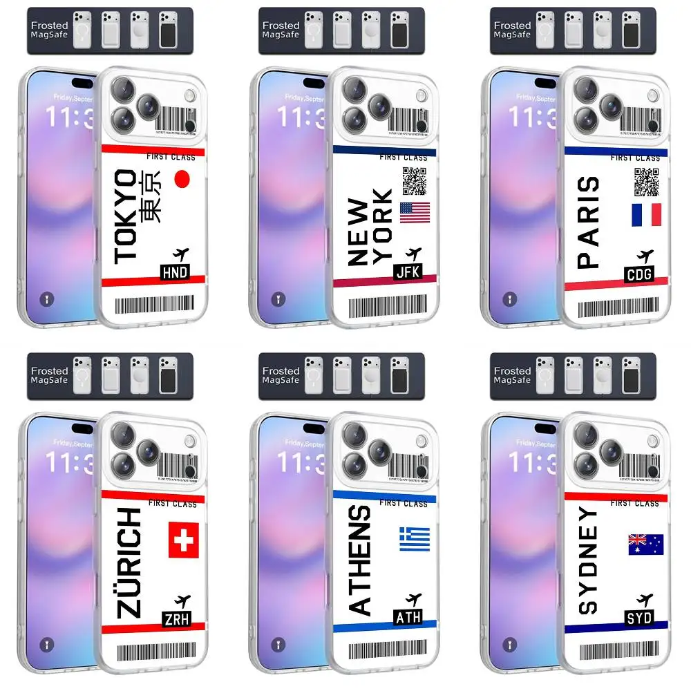 

Paris Boarding Pass Plane Air Ticket Phone Case For iPhone 17,16,15,14,13,12,11,Pro,Max,Plus,E,Air,Mini Magnetic Magsafe Frosted