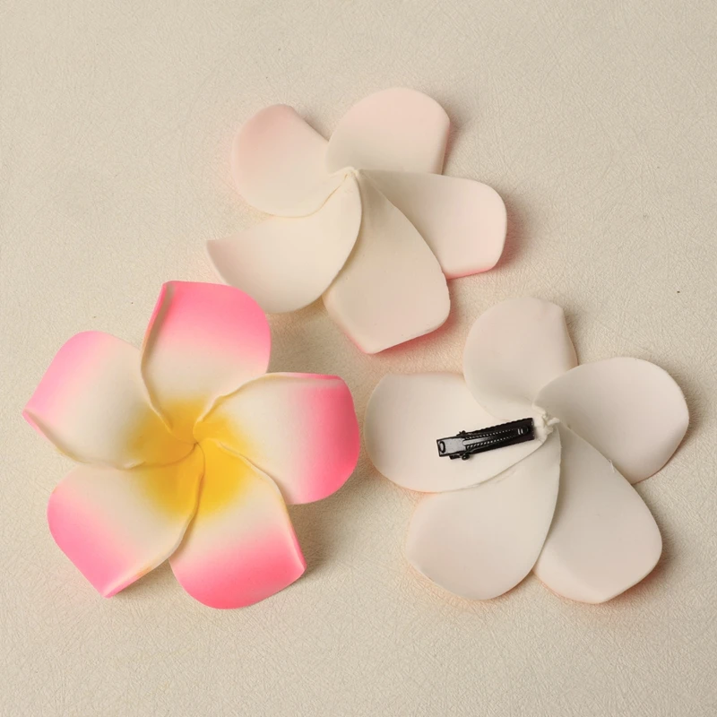 10 Stück Schaumstoff-Hawaiianische Frangipani-künstliche Plumeria-Blumenhut-Haarspangen für Zuhause, Party, Frauen, Mädchen, Hawaii, Strand, Urlaub, Dekoration – Detail 8