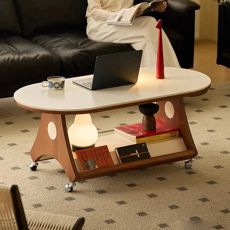 Vintage Elegant Coffee Table Exquisite Minimalist Movable Storage Coffee Table Durable Sturdy Meubles De Maison Furniture Home