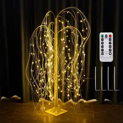 Lighted Willow Tree Weeping Willow Tree 180 LED Lights Warm Light-Up Tree With Remote Control Ground Nails For Christmas Party