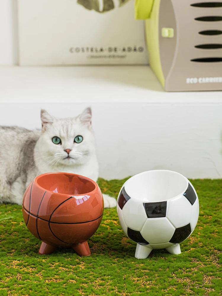 

Ceramic Football Basketball Shaped Cat Pet Bowl Sports Style Kittens Puppy Food Bowl Drinking Feeder Pet Supplies Dropshipping