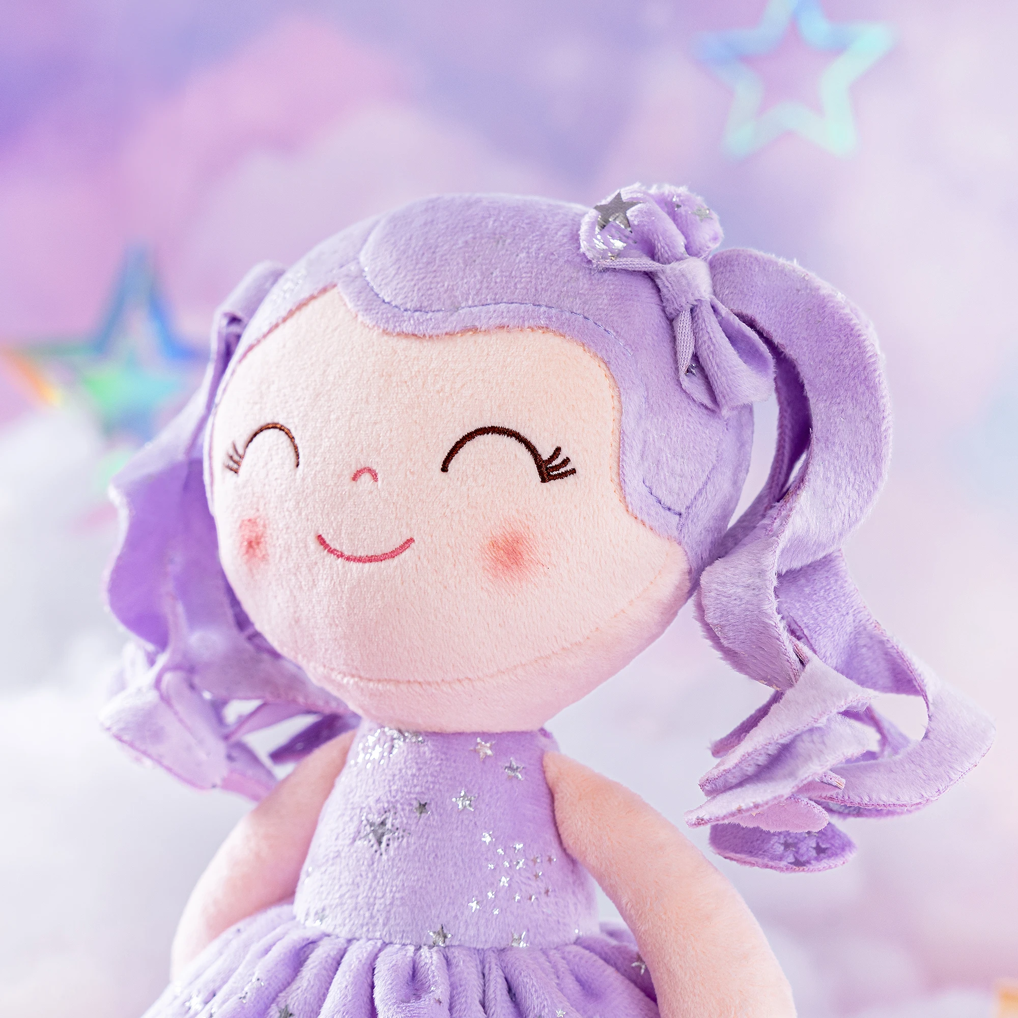 Baby Doll Curly Hair Starry Sky Series, Christmas Gifts Ideas Baby's first Birthday Gift Purple