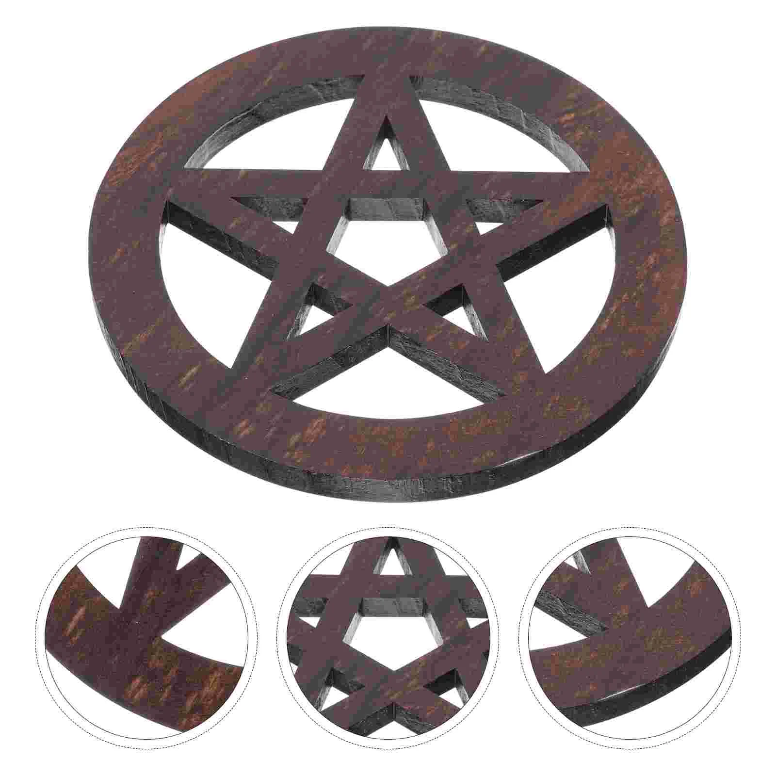 

Pentagram Wooden Mat Home Decor Household Religious Rites Adornment Pentacle Decorations Coasters Celebrity Altar Ornament