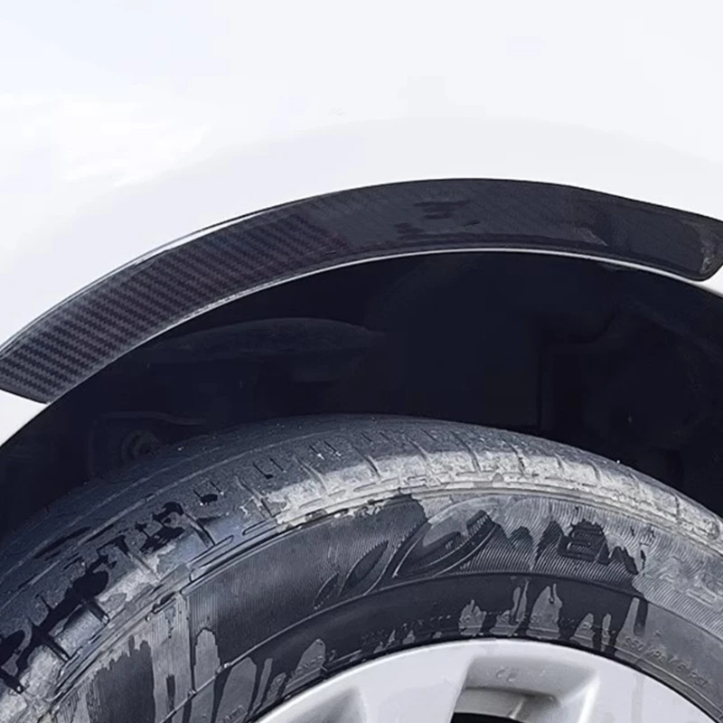 A2UC 4pcs Car Exterior Molding Set 15.16 x 1.18 In Adhesive Body Line Accent Wheel Eyebrow Trim in Carbon Look PVC for