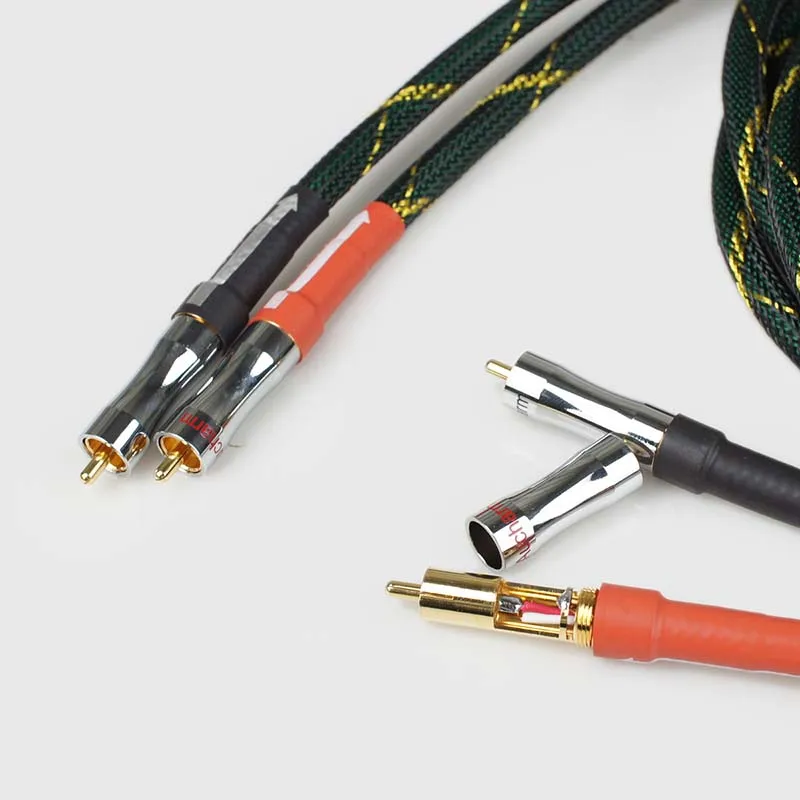 1PCS Pure Copper Audio Signal Cable, Hi-Fi Audio RCA Dual-Pin Audio Cable, Amplifier and Subwoofer Cable, No Magnetic Ring