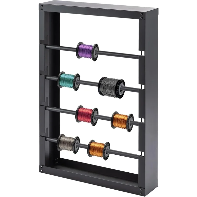 

Полка для катушек, настенный держатель для катушек с проволочной катушкой, диспенсер для холоднокатаного стального кабеля 36x26x6 дюймов с 4 стержнями, катушка для проволоки