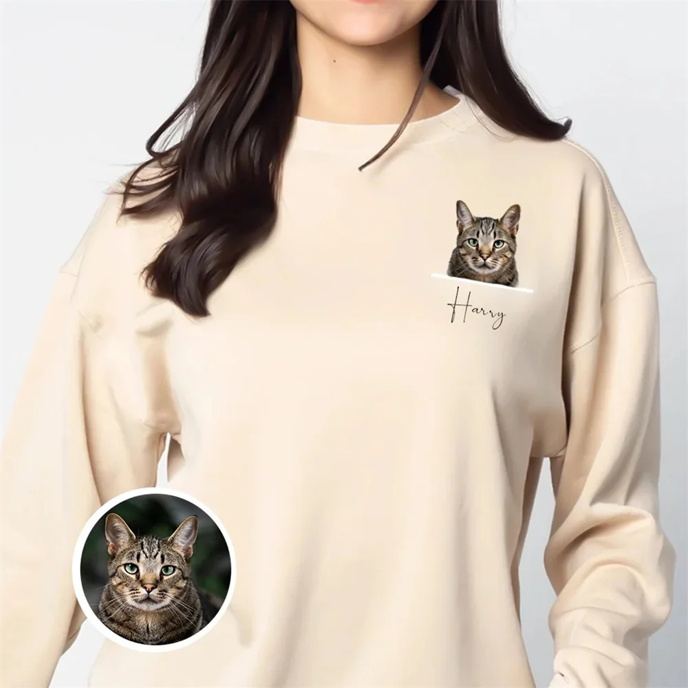 Custom Pet Portrait shirt, T-shirt with pet photo and name, custom pet hoodie, Custom cat shirt Using Pet Photo + Name, Dog Port