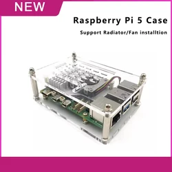 Raspberry PI 5/5B Acrylic Case for Easy Mounting With Radiator/Fans Shell Box