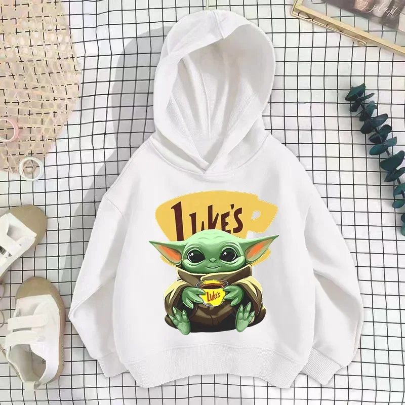 Disney Yoda hoody Kids Summer Cartoon Top hoodie Fashion Boys Girls Ages 3-14  Printing Cute hoody Bottoming Baby Yoda Tees