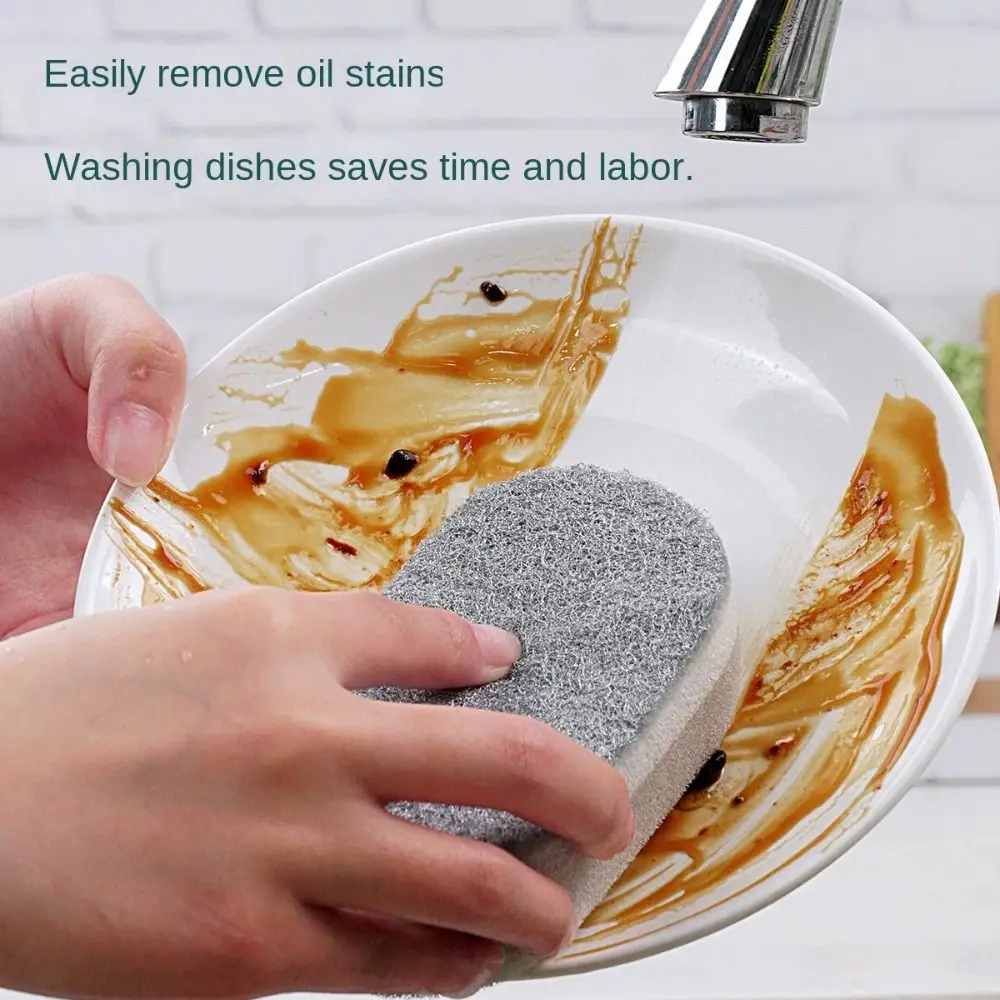 1/2/3Pcs Durable Three-Layers Dishwashing Sponge Decontamination Cleaning Dishwashing Towel Double-Sided Thick Magic Sponge