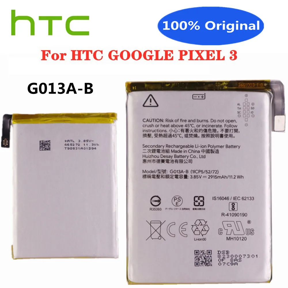 

New 100% Original G013A-B 2915mAh Phone Battery For HTC GOOGLE PIXEL 3 PIXEL3 G013B G013A 100% Original Replacement Batteries