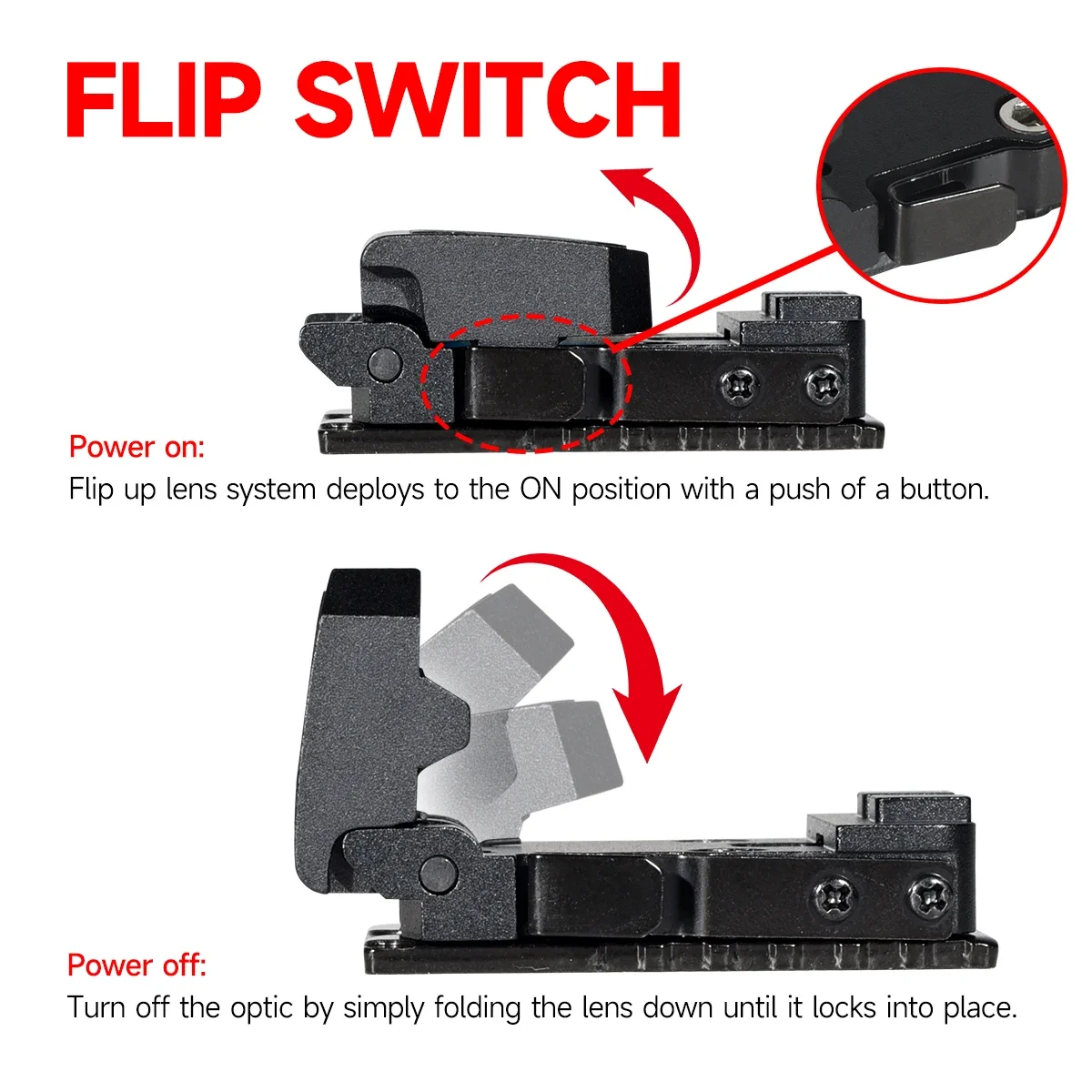 Tactical Folding Flip Up Mini Red Dot Sight Holographic Reflex Sight RMR for Outdoor Hunting Glock Pistol W/20mm Rail Mounts