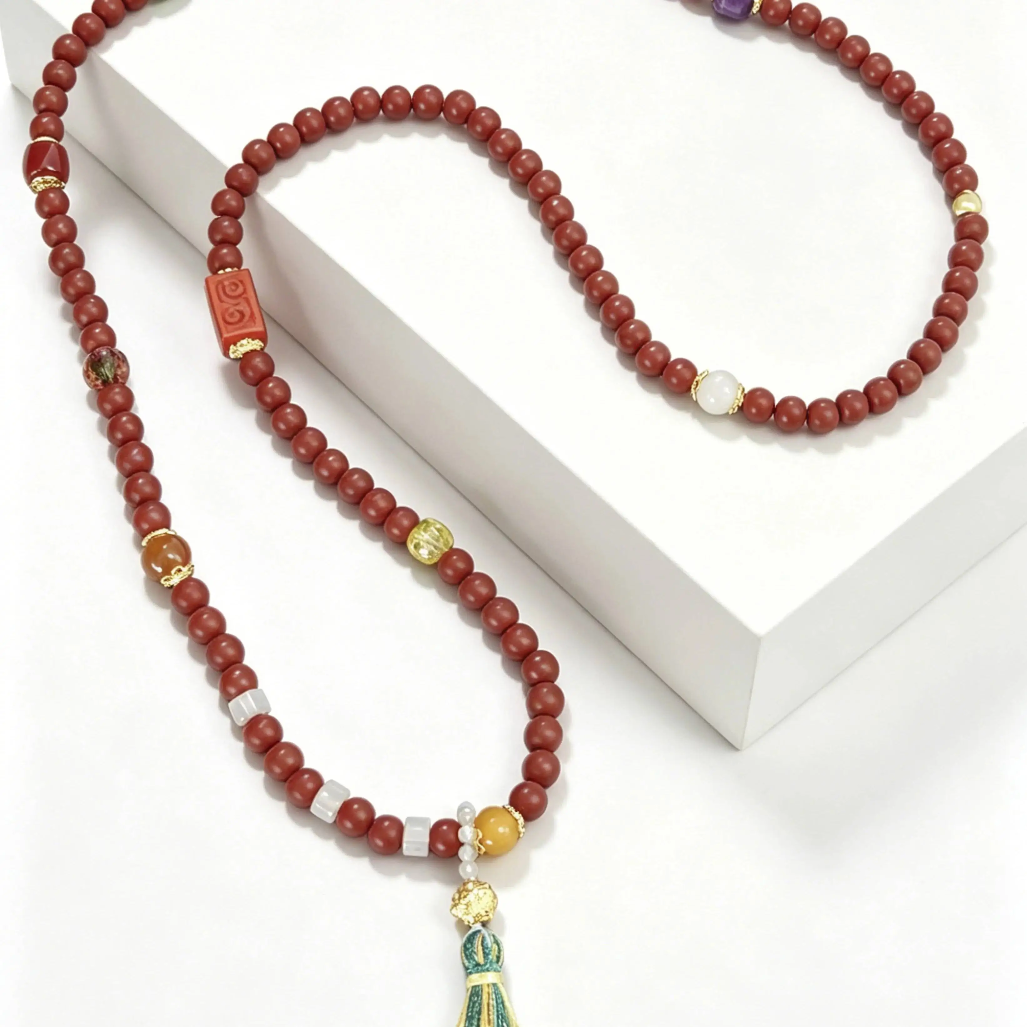 A Piece Of Jewel| Authentic / Natural Purple Clay Multi-Circle Necklace For Women, Vintage Beaded Choker, Tea Ceremony