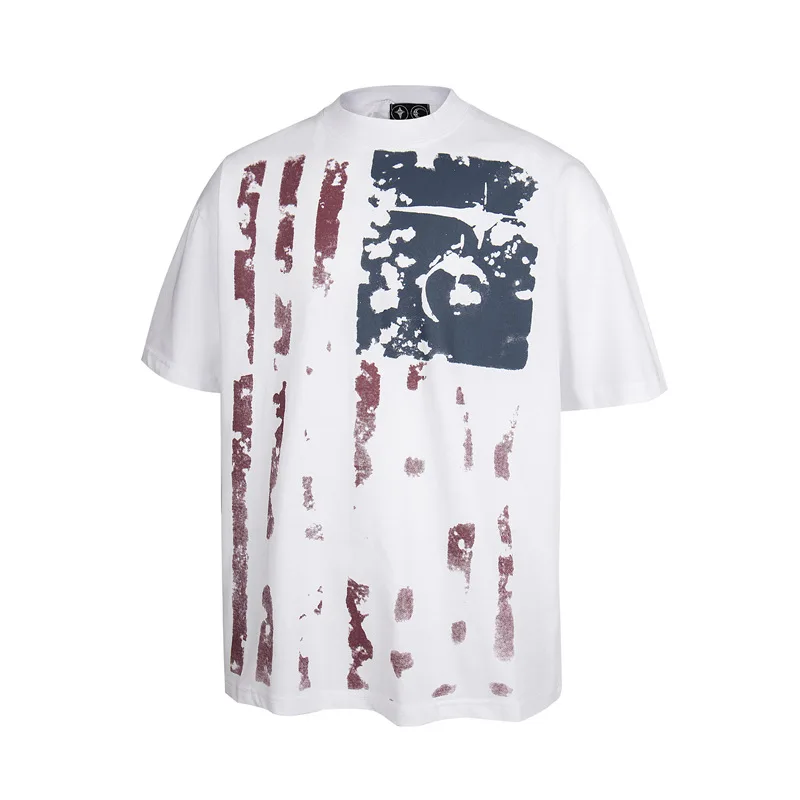 Thug club streetwear rough and dirty faded and blurry printed T-shirt loose fit for both men and women trendy style