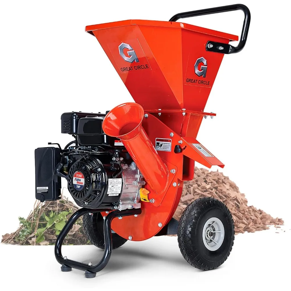 

GreatCircleUSA Wood Chipper Shredder Mulcher Heavy Duty Gas Powered 3 in 1 Multi-Function 3" Inch Max Wood Diameter Capacity