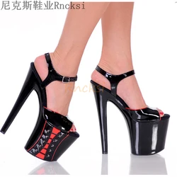 Rncksi 20cm hot-selling sexy sandals for catwalks sexy sandals and sex shoes decorated with side straps street performance shoes