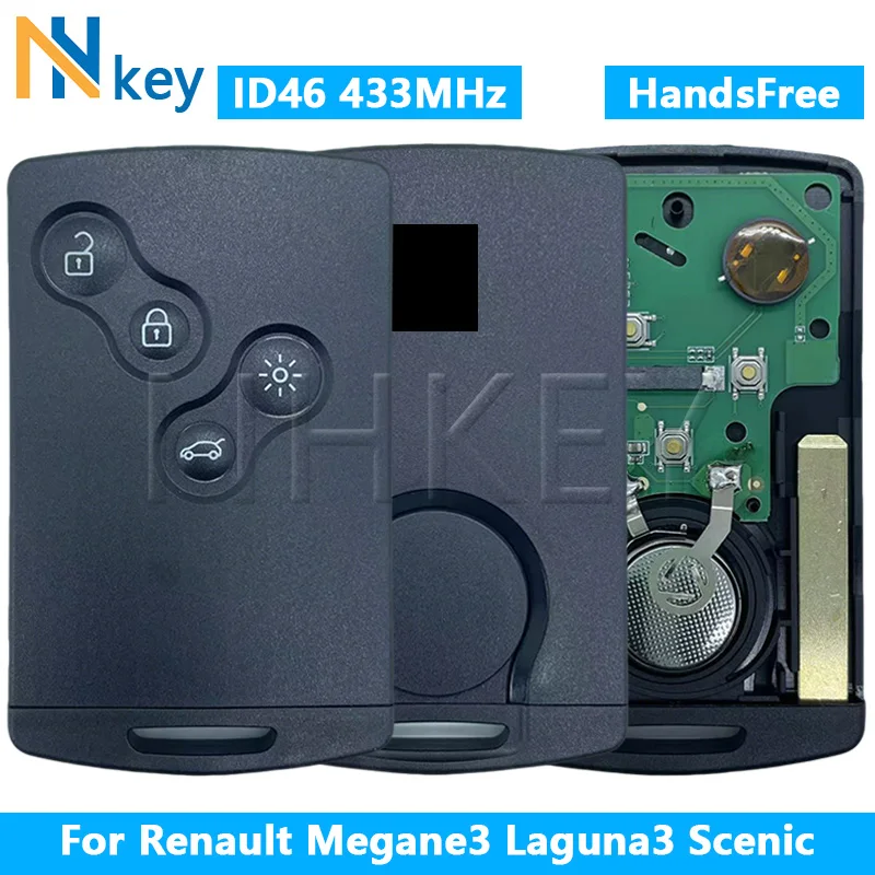 

NHKEY для Renault Megane3 Laguna3 Scenic Keyless GO HandsF 433 МГц ID46-PCF7952A чип умный дистанционный ключ от машины