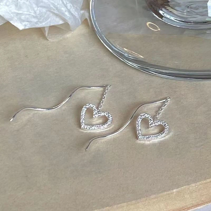 GANPUP Exquisite Herz-Strass-Fransen-Ohrringe für Damen, Modischer Schmuck, Neues Geschenk für Party, Alltag und Feiertage. – Detail 4