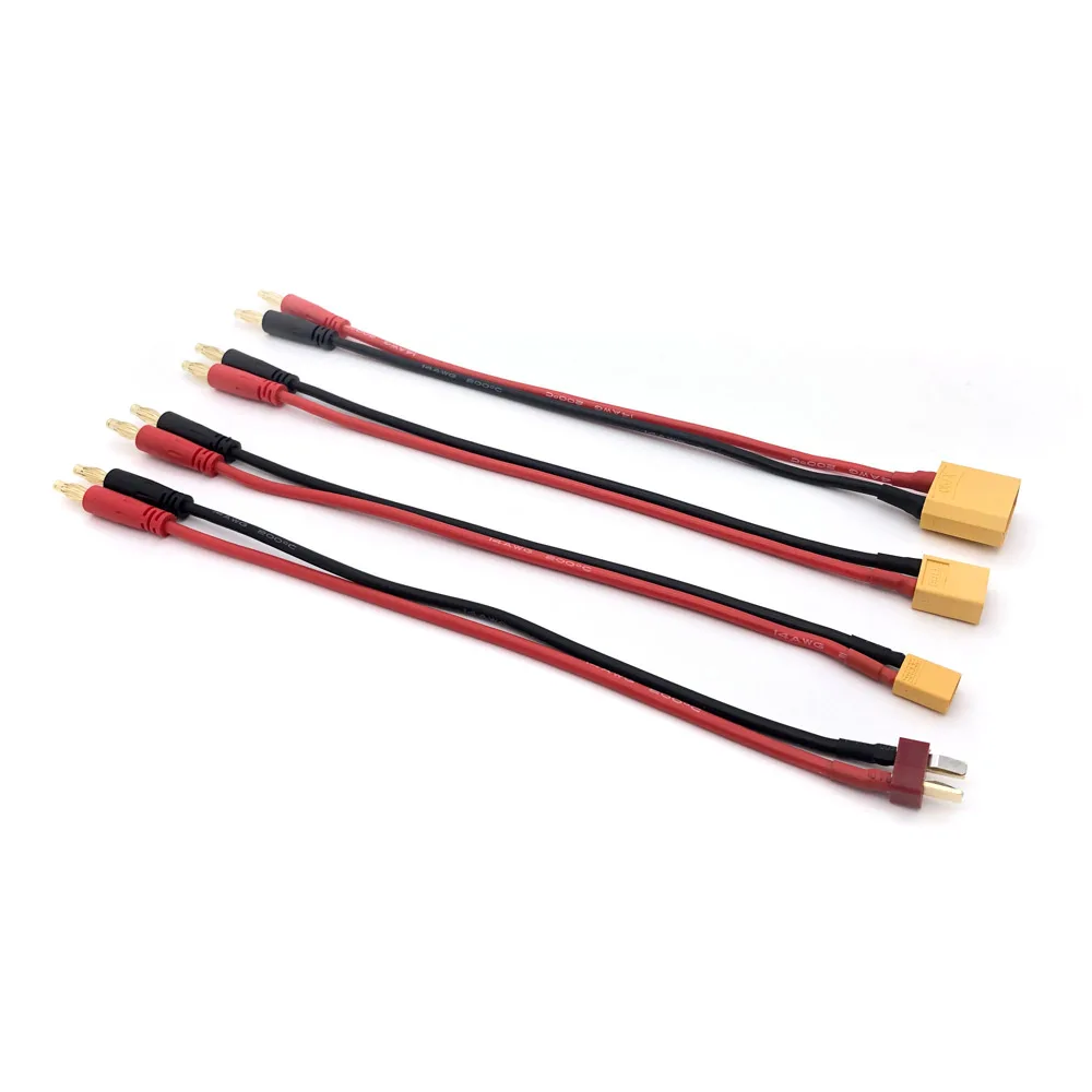 YSIDO 22CM XT30 XT60 XT90 T Plug Charge Lead to 4.0mm Banana Plugs Charge Cable Silicone Wire 14AWG For B6 Charger Lipo Battery