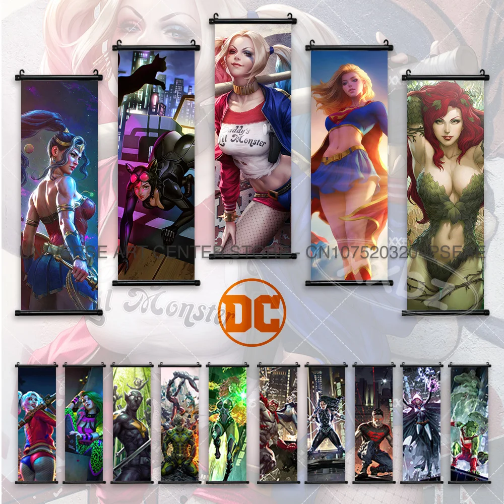 

DC Comics Poster Wonder Woman Hanging Painting Canvas Harley Quinn Wall Art Home Decorative Batman Anime Superman Scroll Picture