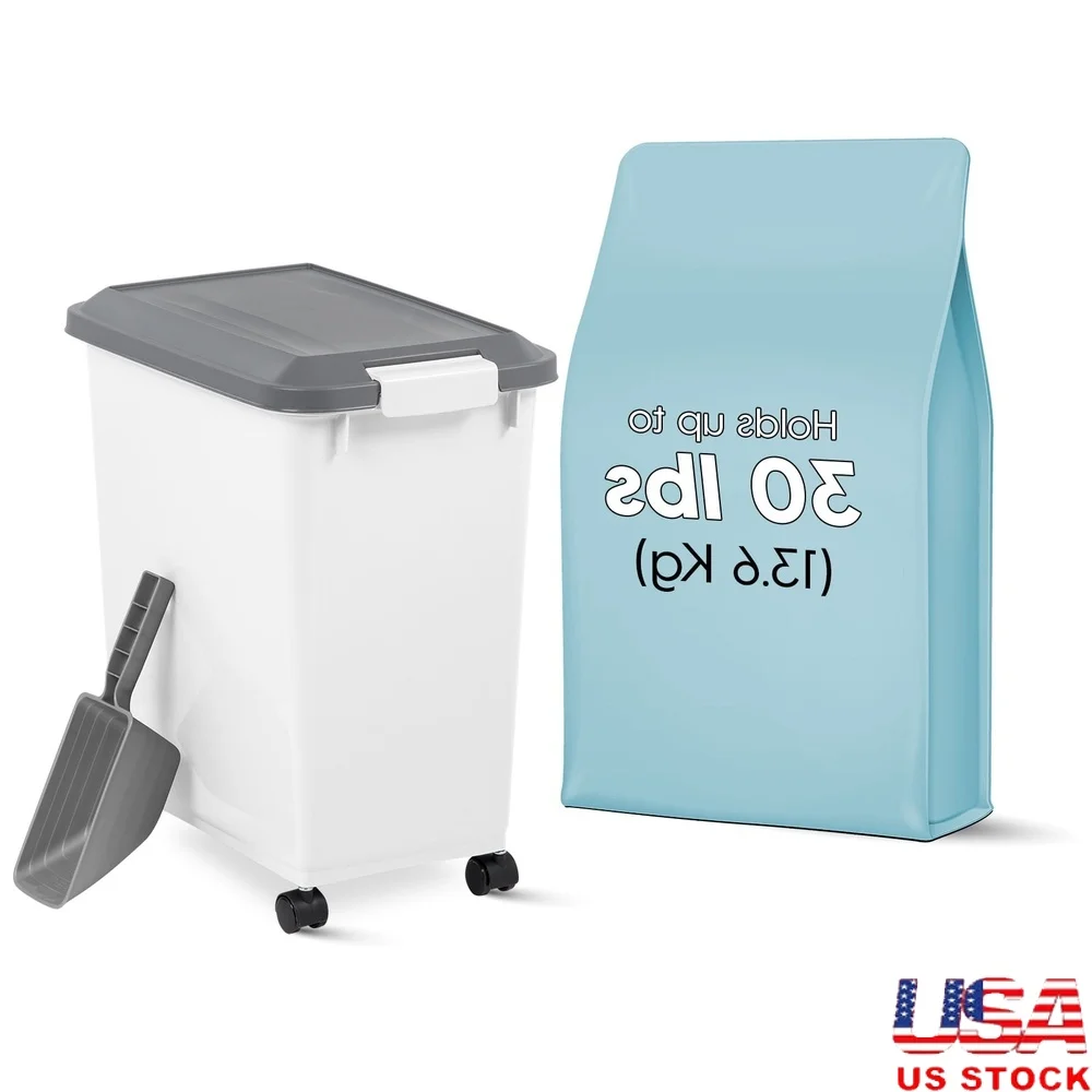 

Airtight Pet Food Container 30 Lbs Dog Cat Food Storage Bin with Scoop Durable Easy Access Moisture Proof Pests Free