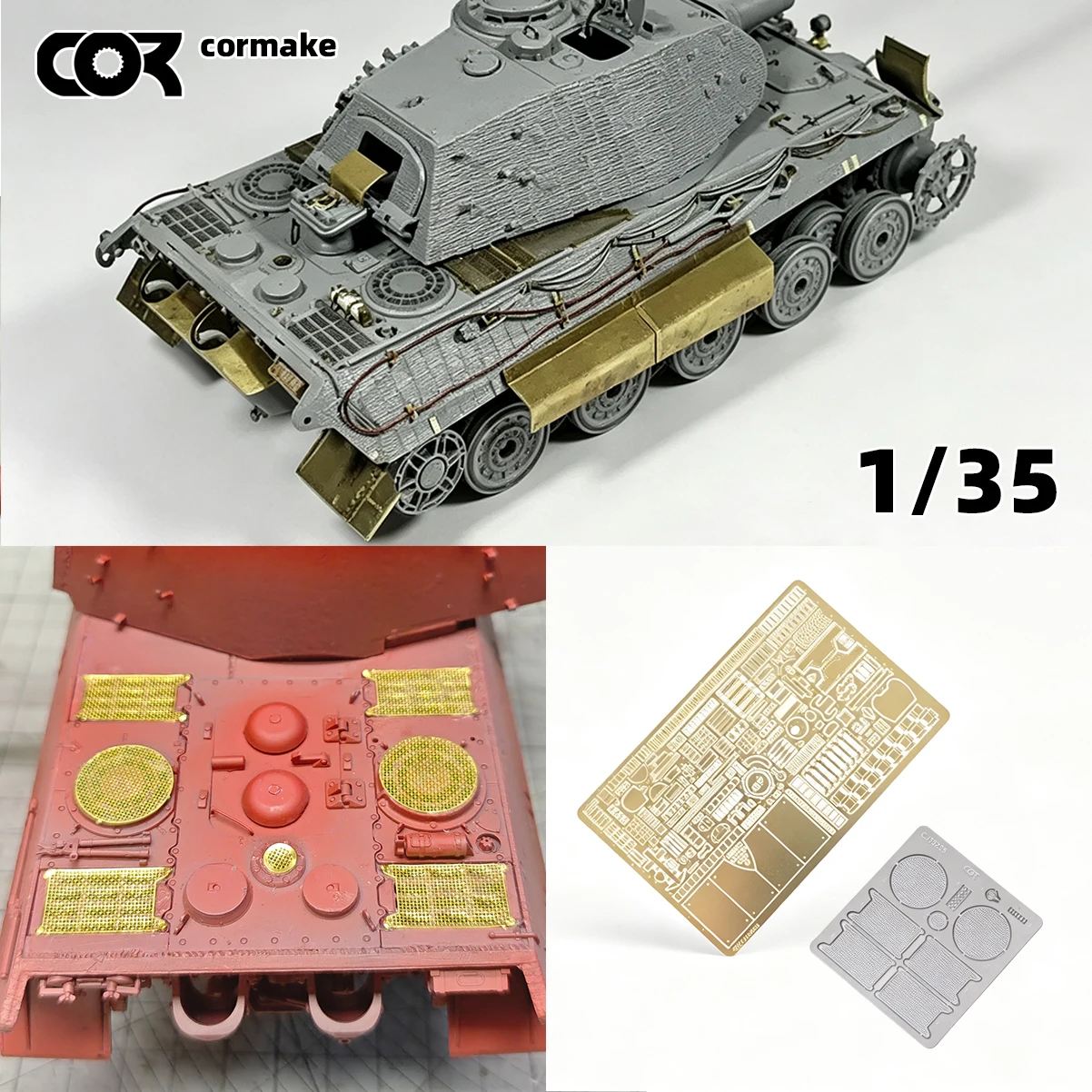 1/35 Scale Model Kit Diorama Miniature PE Tank King Tiger II Upgrade Parts Unpainted Intake Grille Exhaust Universal DIY