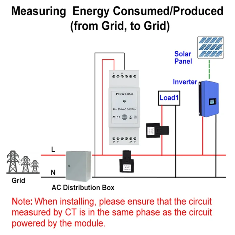 M07K-Tuya Smart Life Wifi Energy Meter Bidirectional 2 Channel Din Rail With CT App Monitor Export And Import Power