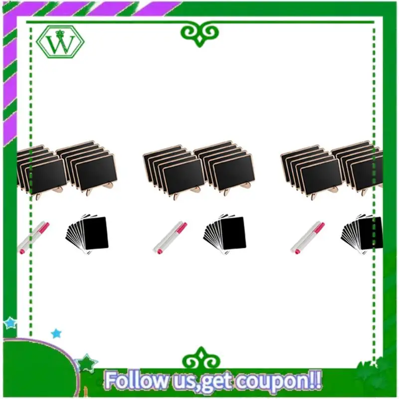 ABIK-Mini Chalkboard Label Signs, 30 Pack Framed Easel Stand Wooden Blackboard For Buffet Food Signs, Wedding Place Cards