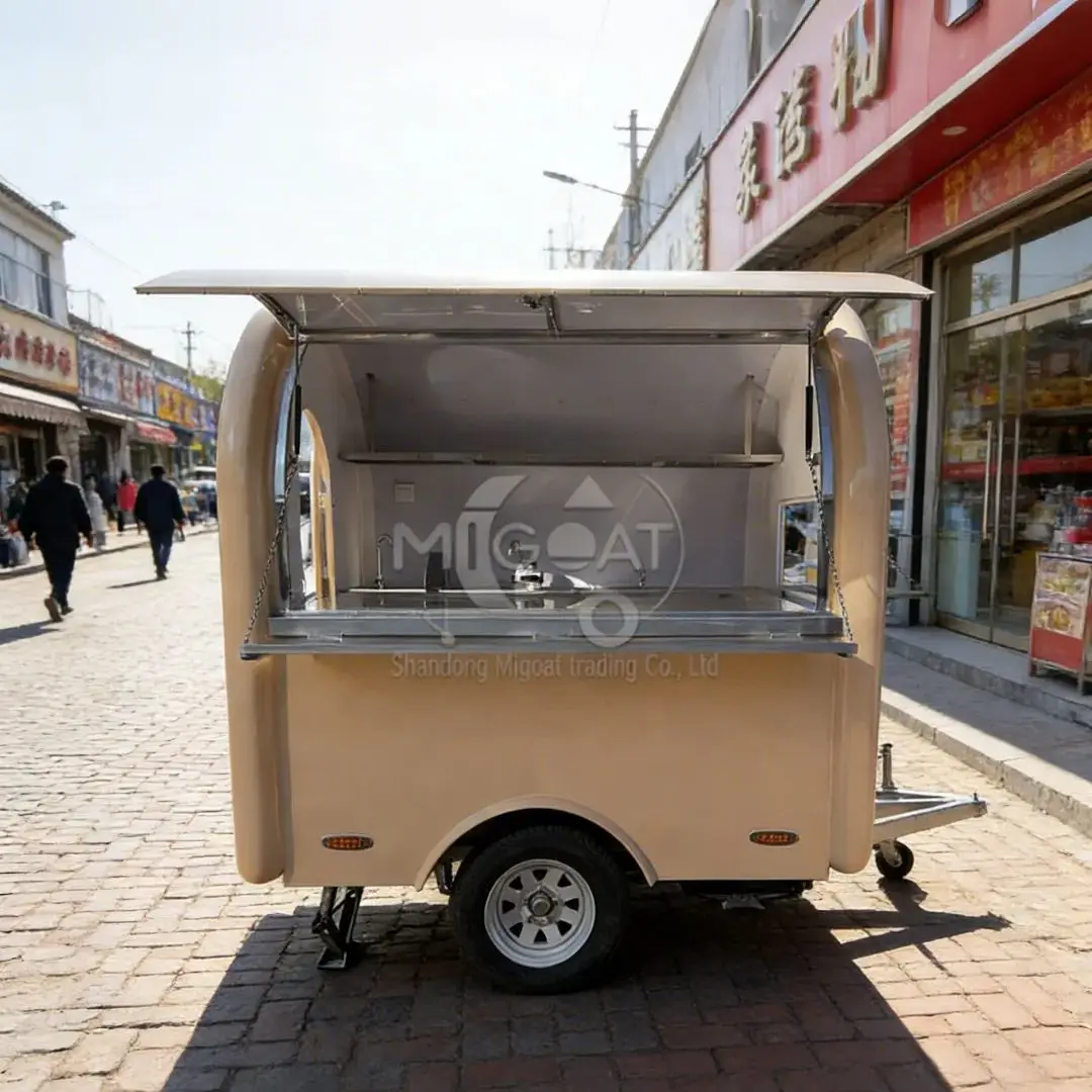 Export Standard Mobile Coffee & Milk Tea Vending Cart Stainless Steel Interior Food Catering Trailer for Business