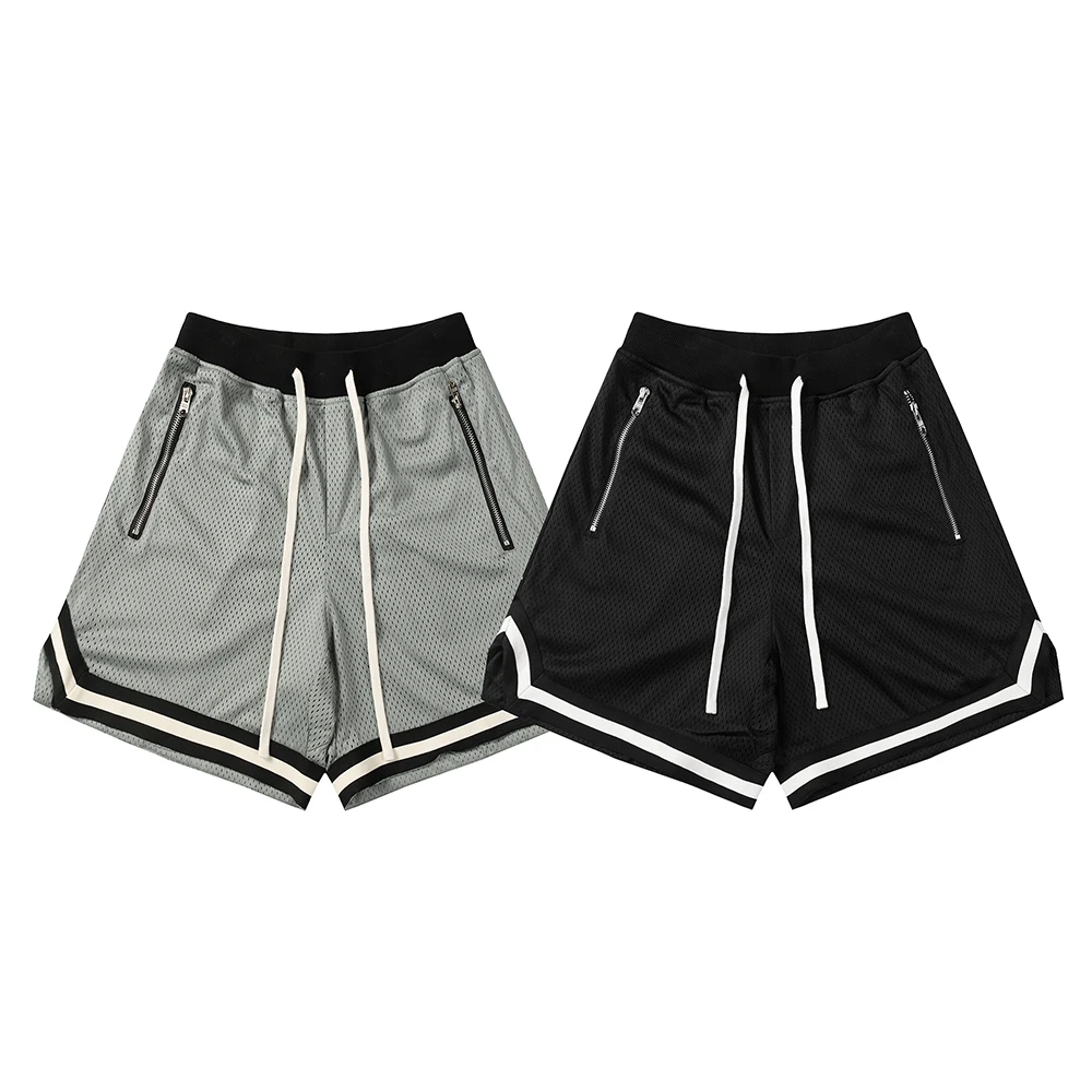 High Quality Retro Mesh Drawstring Shorts Men's Fashion Streetwear Hip hop Shorts Sport Short Pants Fast Dry