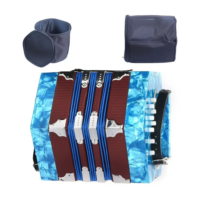 20 Keys Chromatic Hexagonal Accordion English-Style Button Design ABS Material Professional Performance Factory Direct Sales