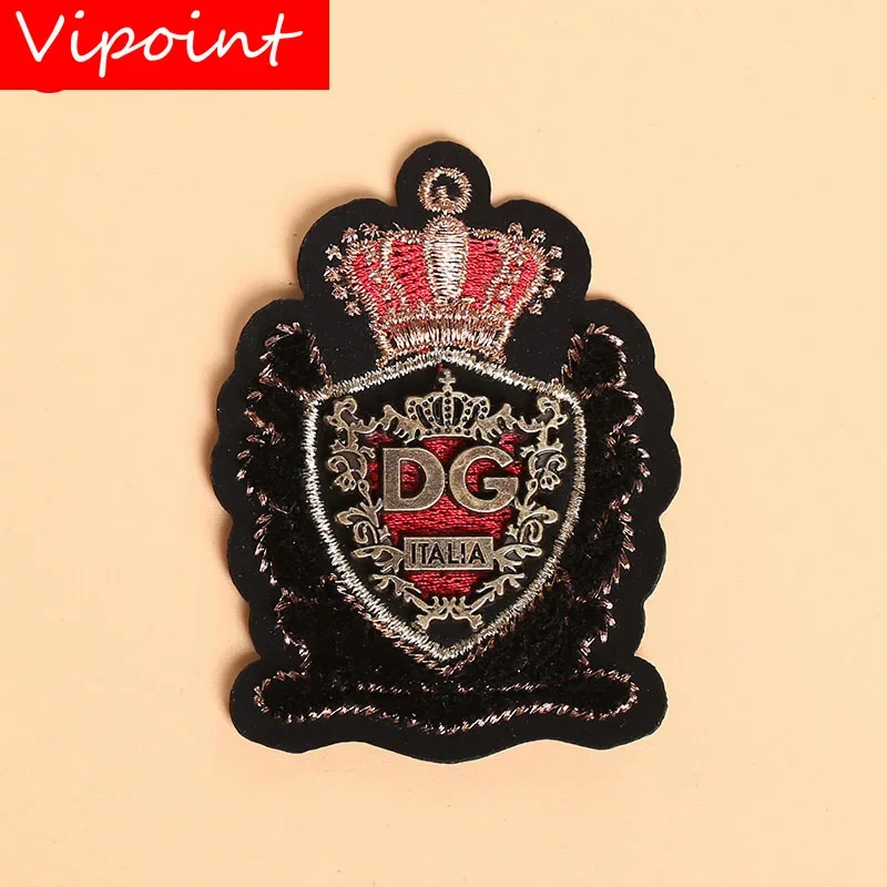 Embroidery Toothbrush Metal Patch Letter Leaf Crown Applique Clothes Jacket Badge Patches for Clothing PW227288