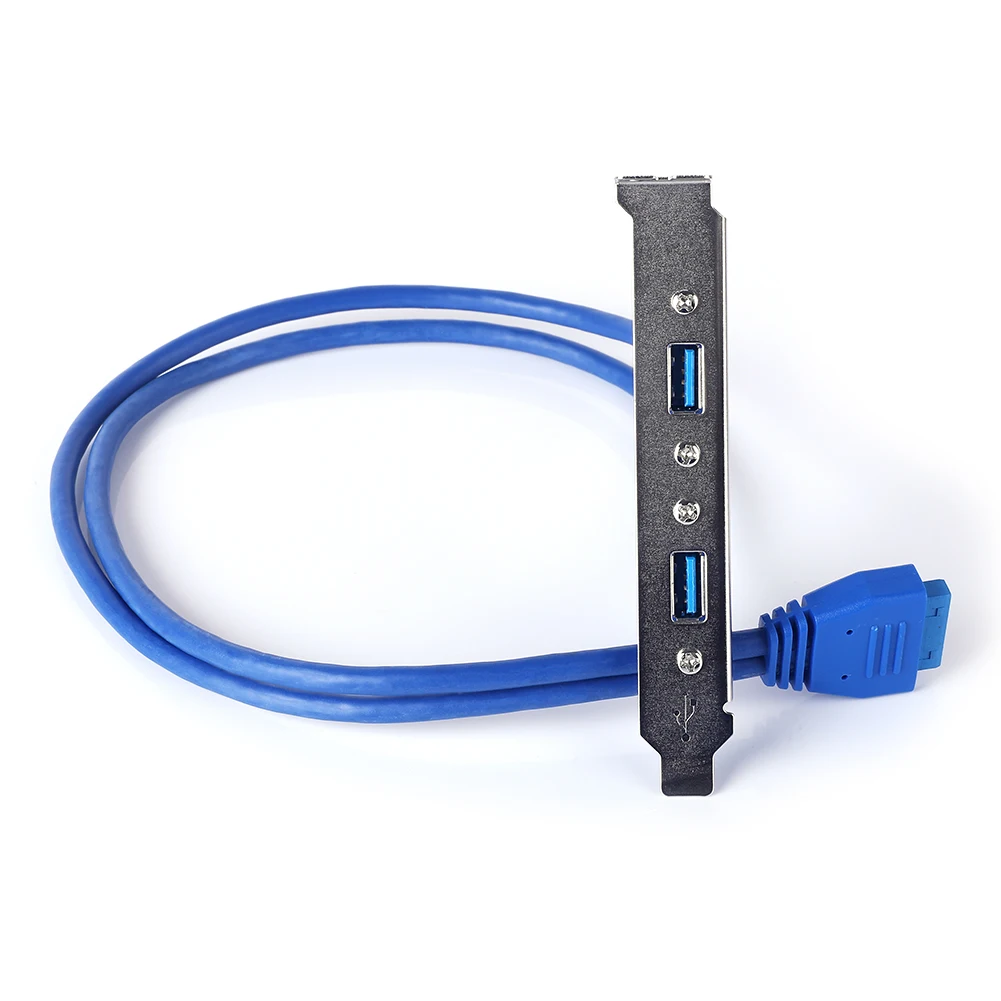 50cm PC Mainboard 20 pin to Dual USB3.0 Baffle Adapter Cable Motherboard 2 USB 3.0 Rear Panel Bracket Extension Cable 5Gbps