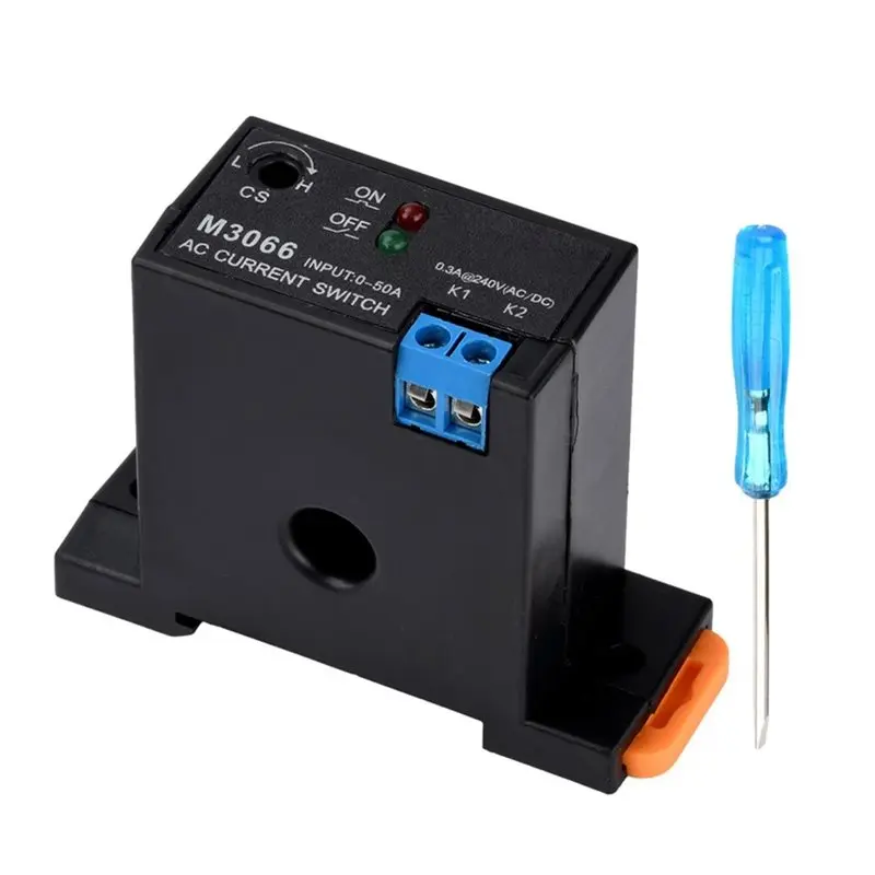 Current Sensing Switch AC Current Sensing Switch 0.2A-50A Induction Relay For Overcurrent Protection Monitoring M3060-ABFT