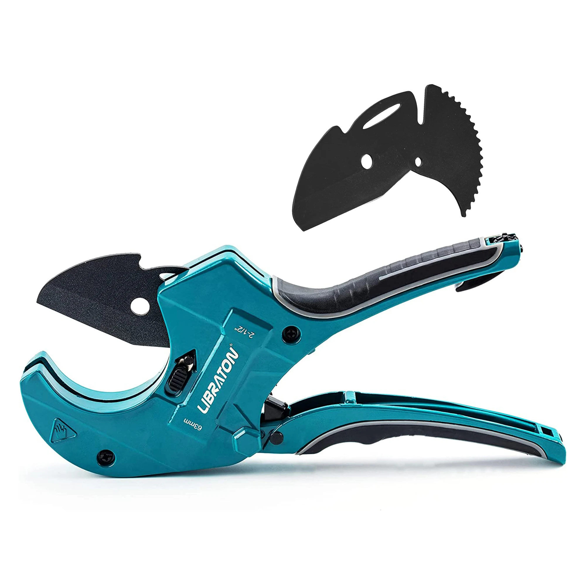 Libraton Ratchet-type Pipe and PVC Cutter, One-hand Fast Pipe Cutting Tool with Replacement Blade for Cutting 2-1/2\